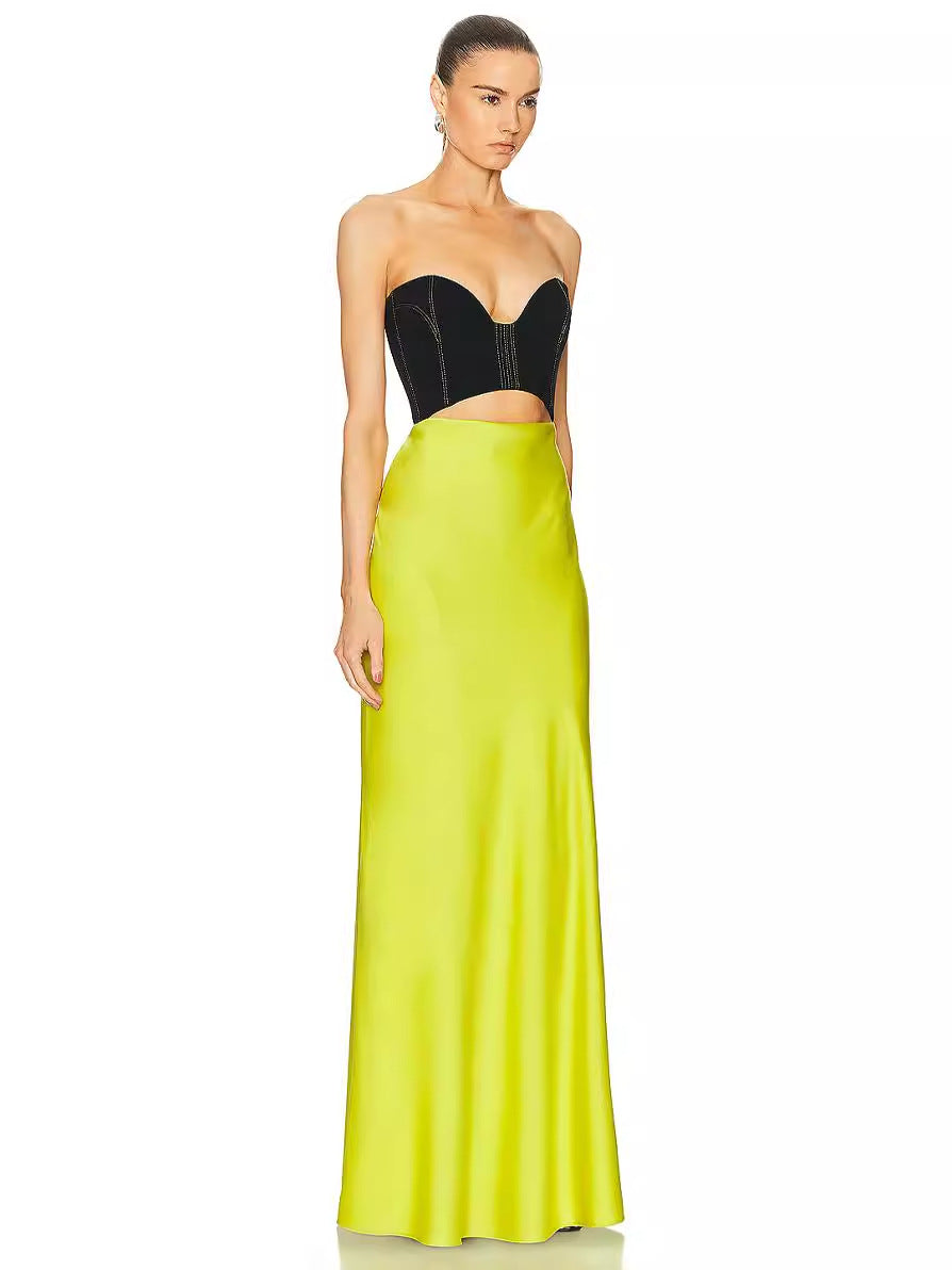 Patchwork Strapless Maxi Dress - thelatestlabels