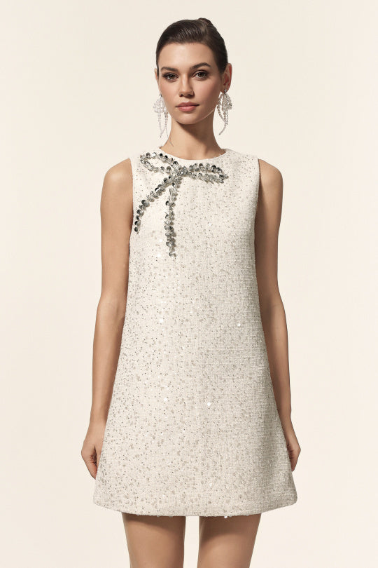 Timeless White Sequin Mini Dress