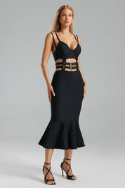 Nerissa Buckled Cascade Label Dress