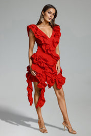 Scarlet Ruffle Affair Dress