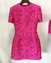 Fuchsia Crystal Bloom Mini Dress