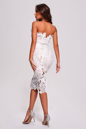 White Chantilly Midi Bandage Label Dress