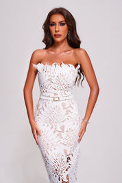 White Chantilly Midi Bandage Label Dress