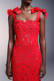LACE GOWN WITH BOW STRAPS