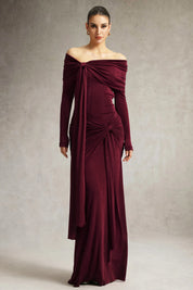 Jillian Off Shoulder Ruched Red Dress