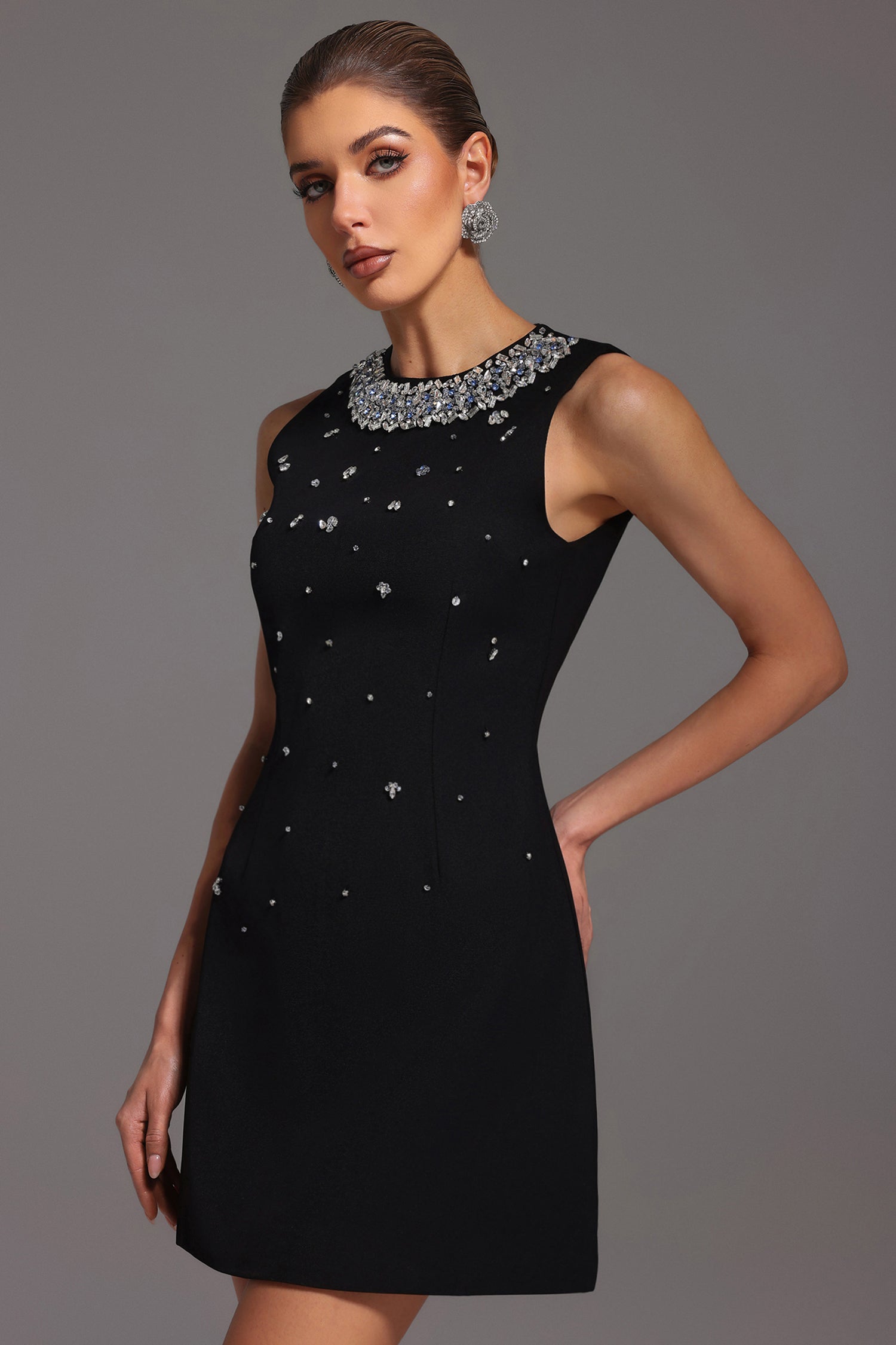 Noir Crystal Chic Dress