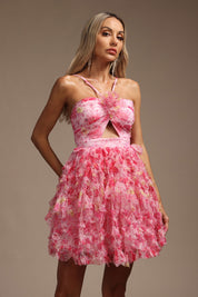 Pink Floral Mini Dress