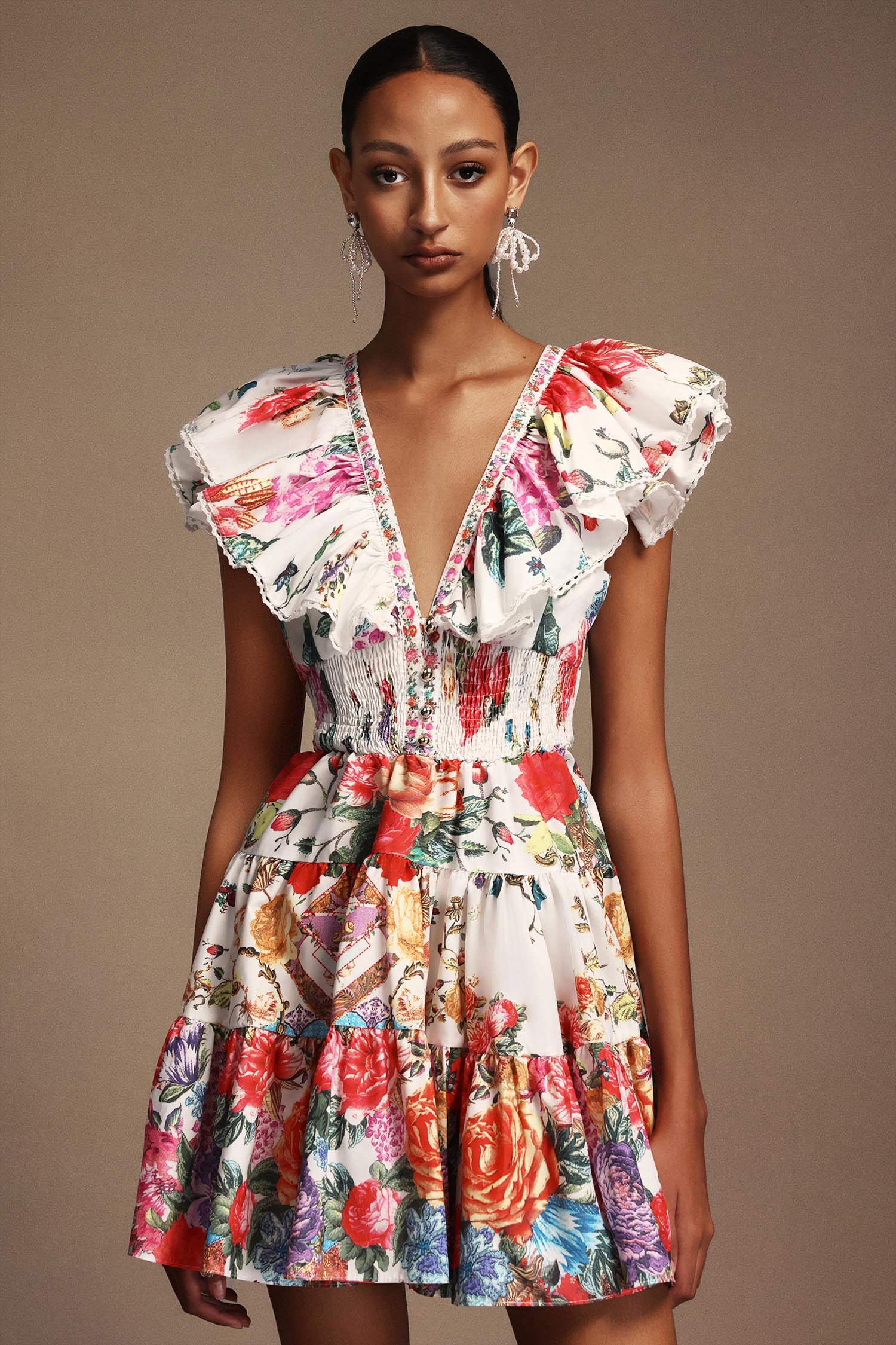 Floral Symphony Ruffle Dress