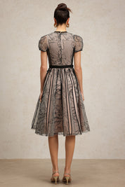 Black lace overlay midi Dress
