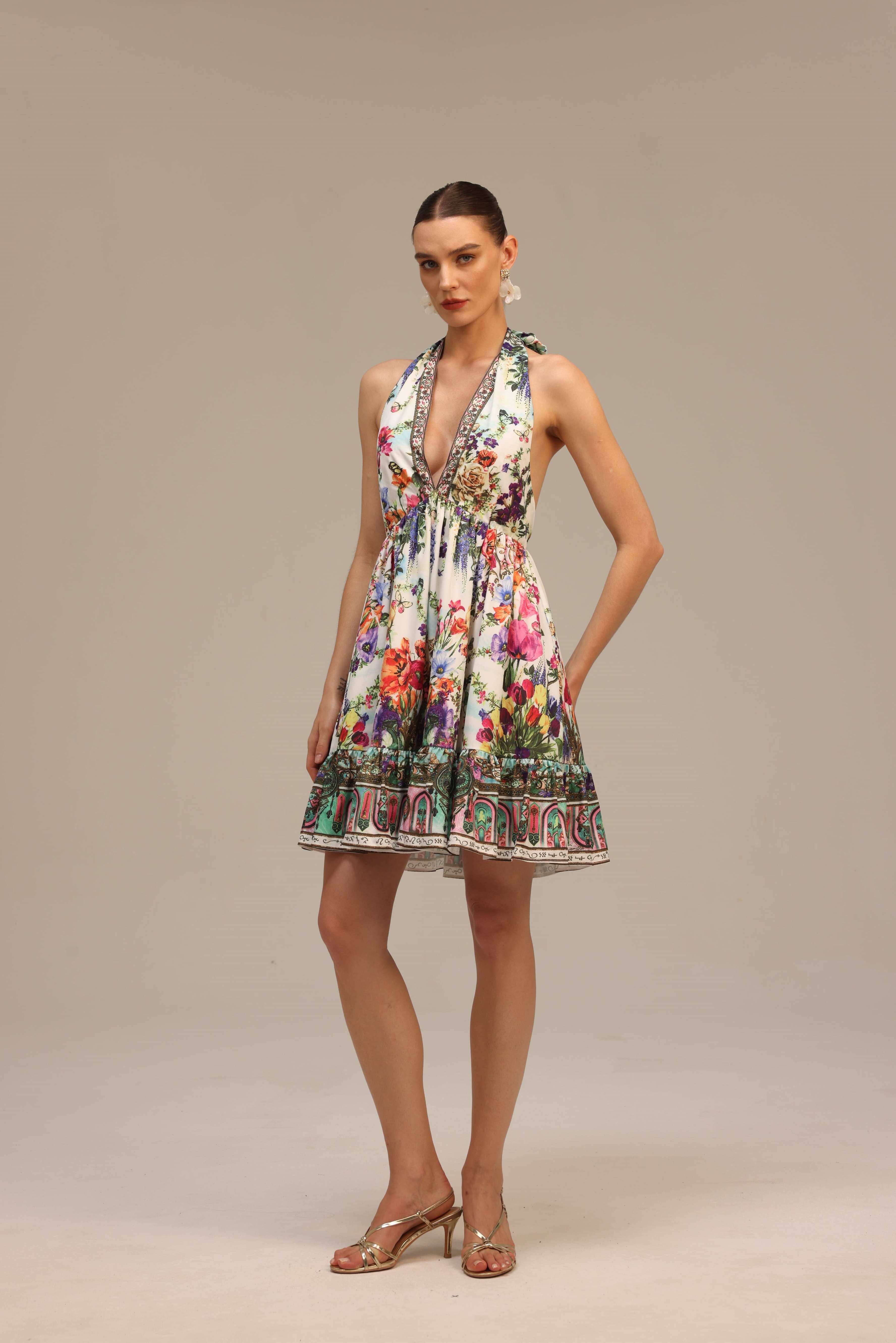 Garden Reverie Halter Dress