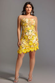 Sunlit Blossom Strapless Mini