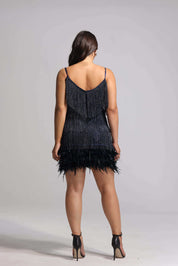 Starlit Plume Cocktail Dress