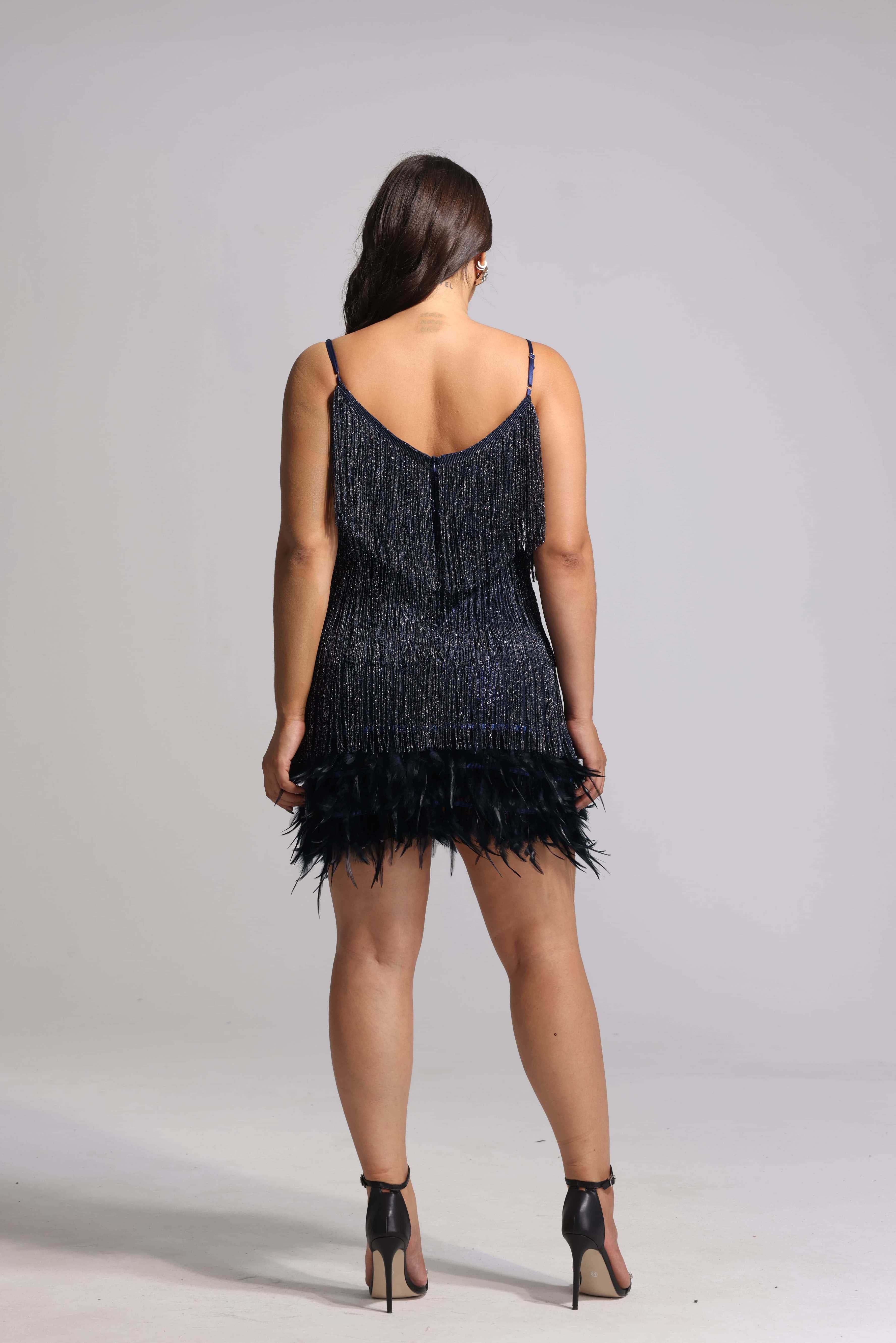 Starlit Plume Cocktail Dress