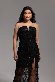 STRAPLESS SEQUIN GOWN