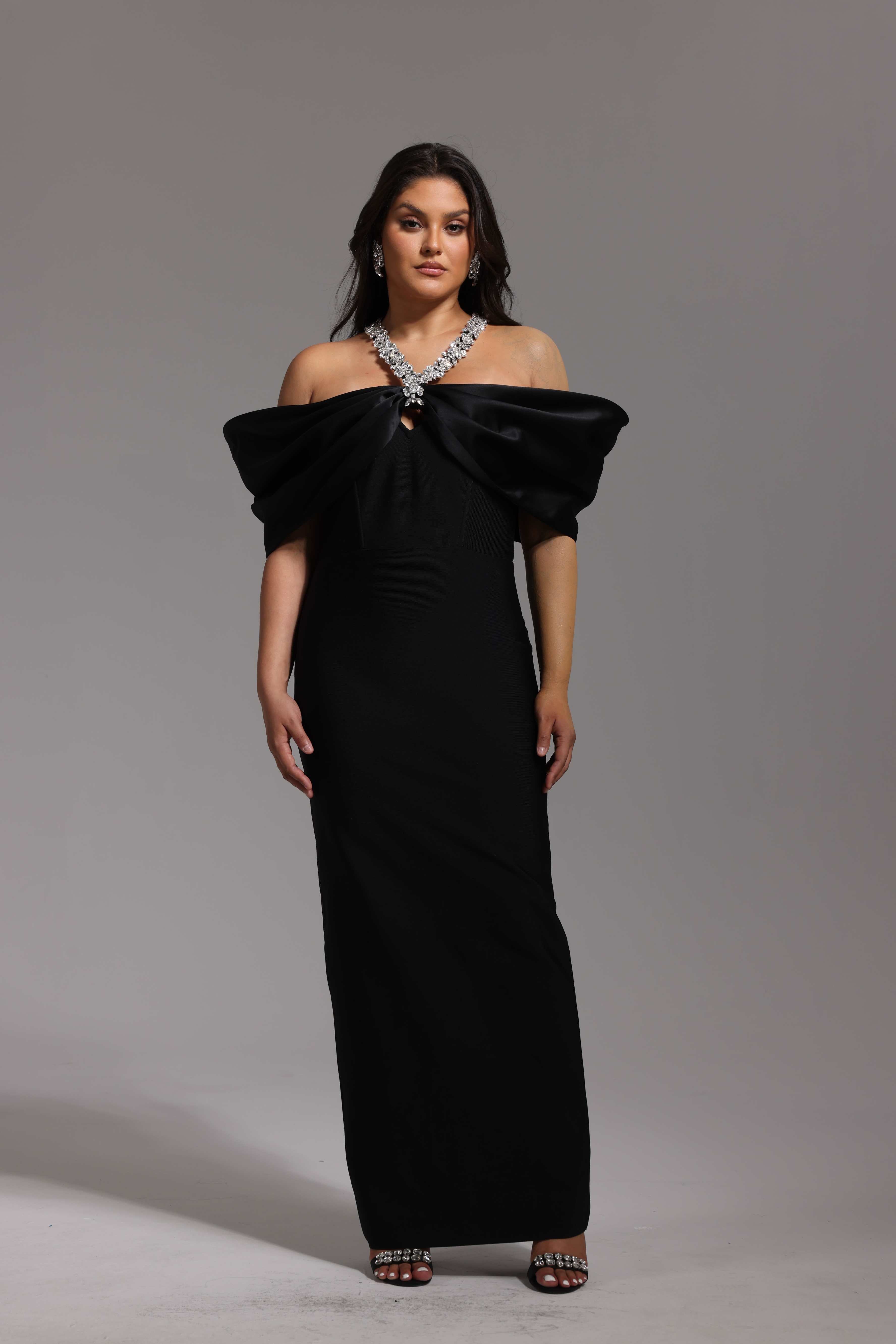 Scarlet Aurora Crystal-Halter Couture Gown