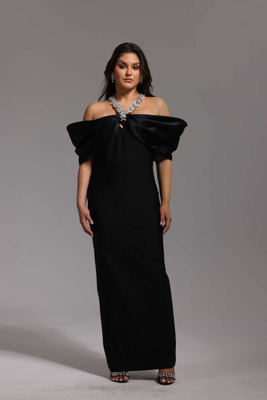 Scarlet Aurora Crystal-Halter Couture Gown