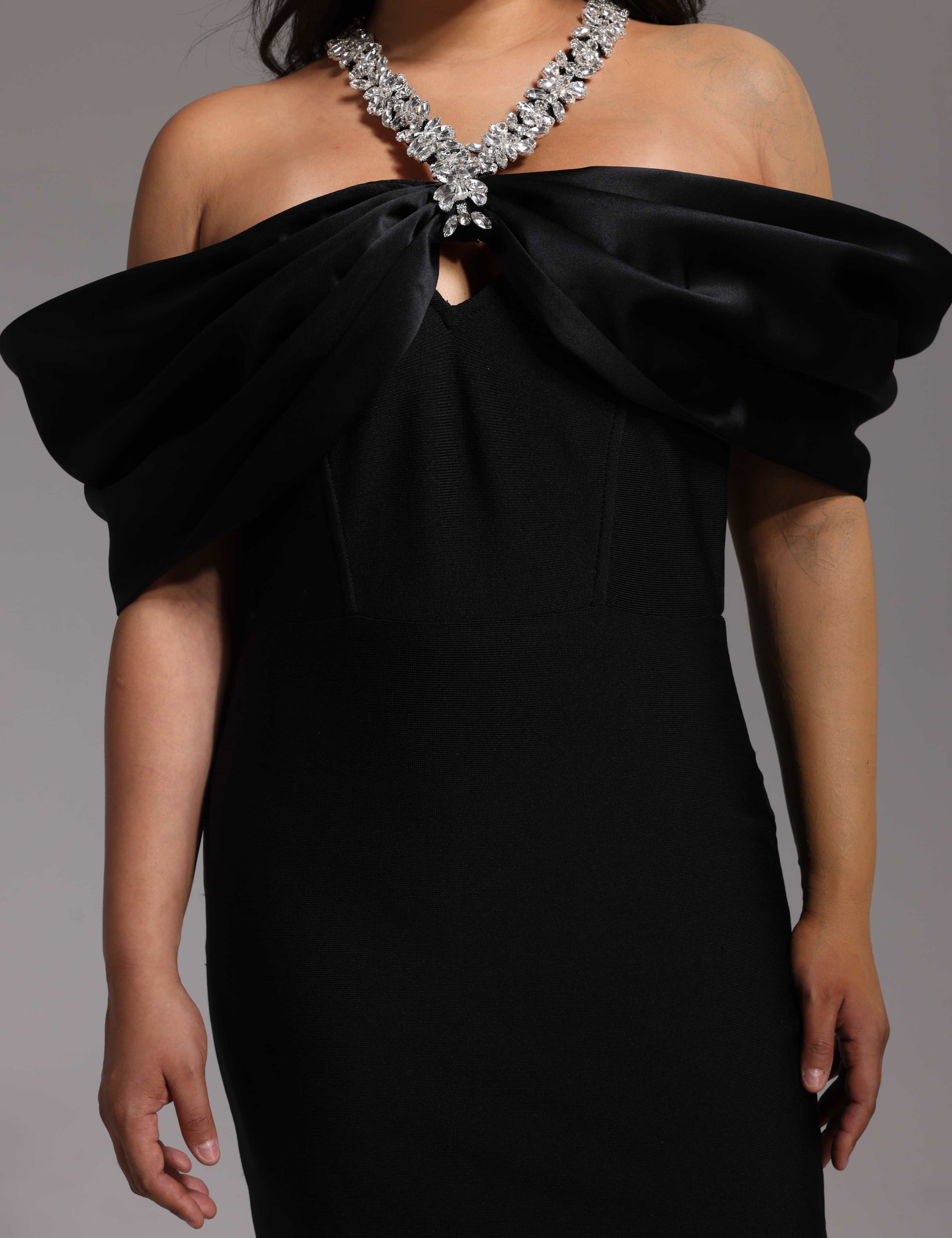 Scarlet Aurora Crystal-Halter Couture Gown