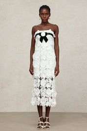 White Strapless Midi Dress