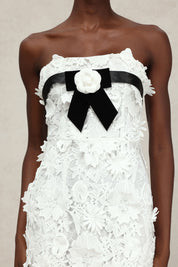 White Strapless Midi Dress