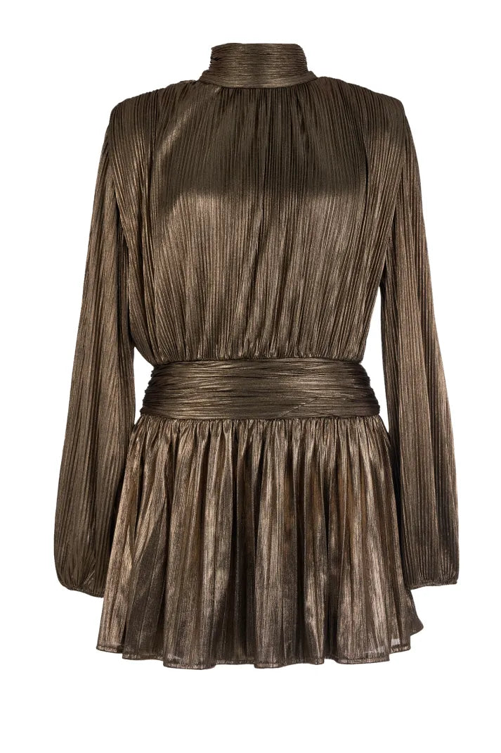 Aurora Metallic Pleated Mini Dress