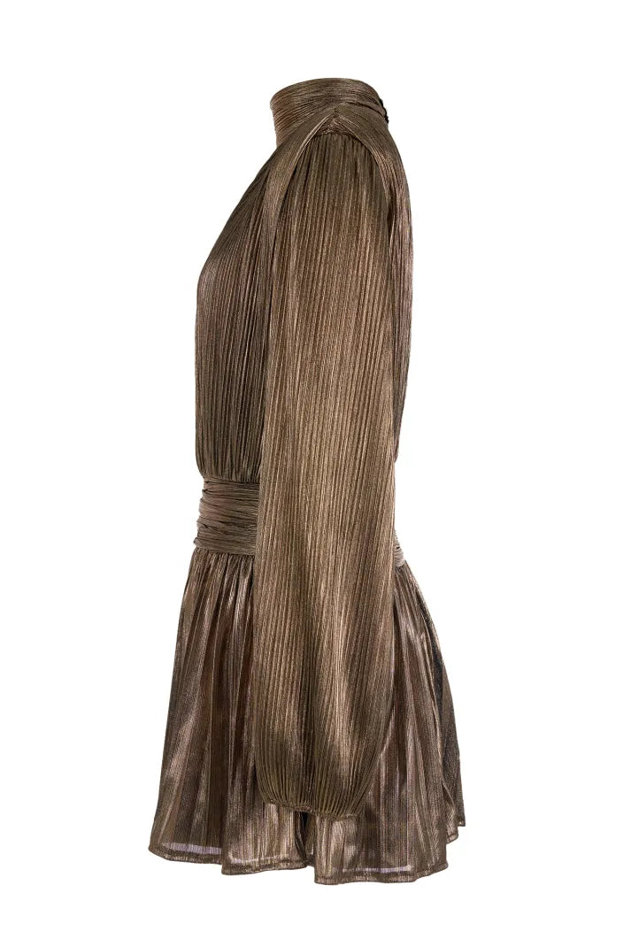 Aurora Metallic Pleated Mini Dress