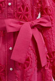 Magenta Pearl Lace Shirt Dress