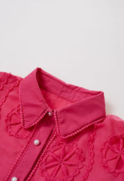 Magenta Pearl Lace Shirt Dress