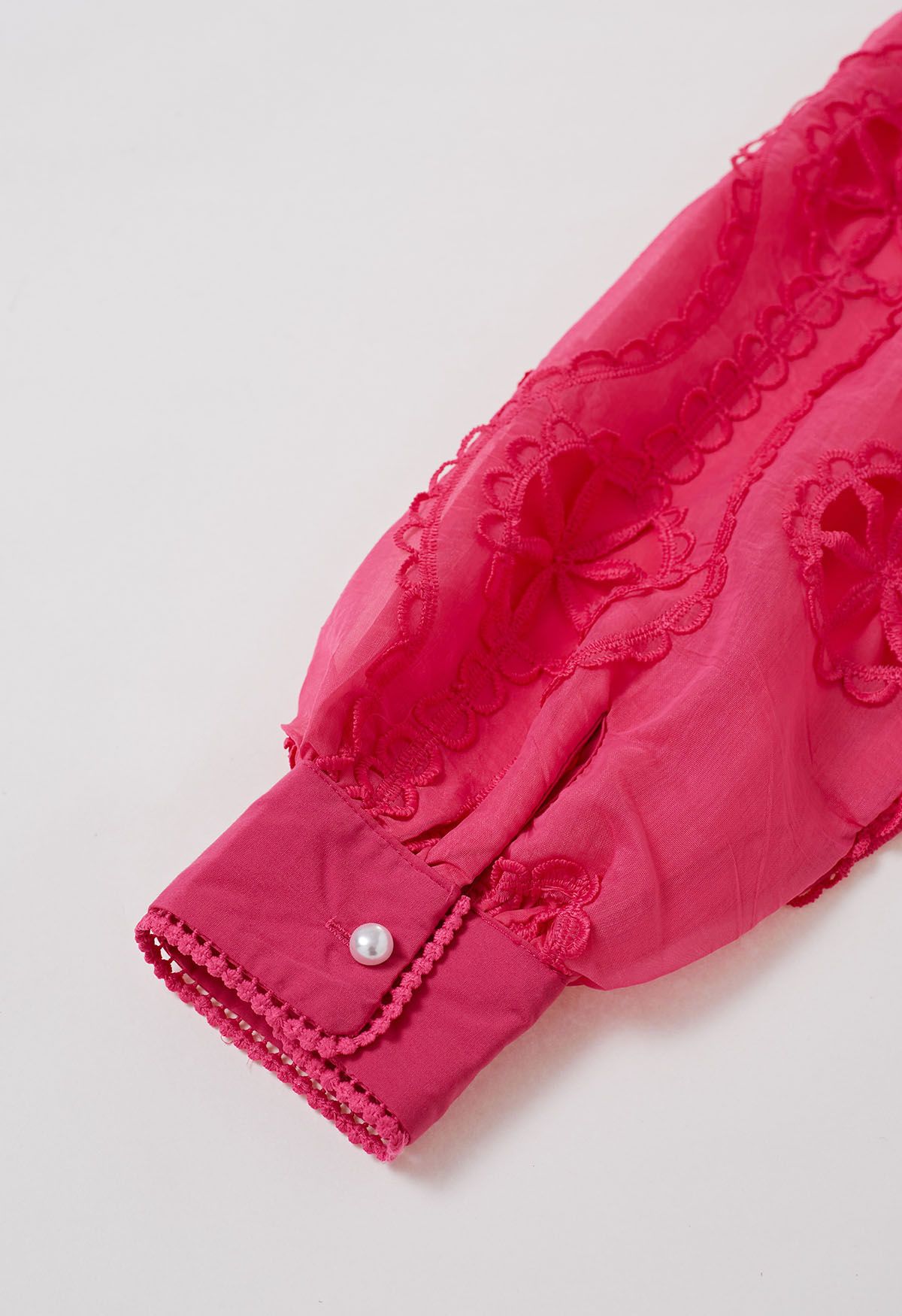 Magenta Pearl Lace Shirt Dress