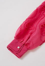 Magenta Pearl Lace Shirt Dress