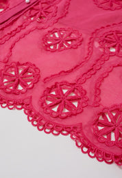 Magenta Pearl Lace Shirt Dress
