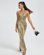 Golden Stardust Halter Jumpsuit
