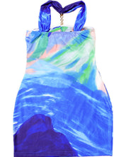 Azure Mirage Cut-Out Mini Dress