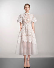 Dimitrios Flower Embroidered Midi Dress