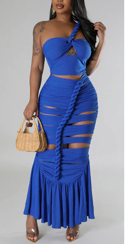 Shadow Siren Ruched Cutout Gown