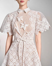 Dimitrios Flower Embroidered Midi Dress