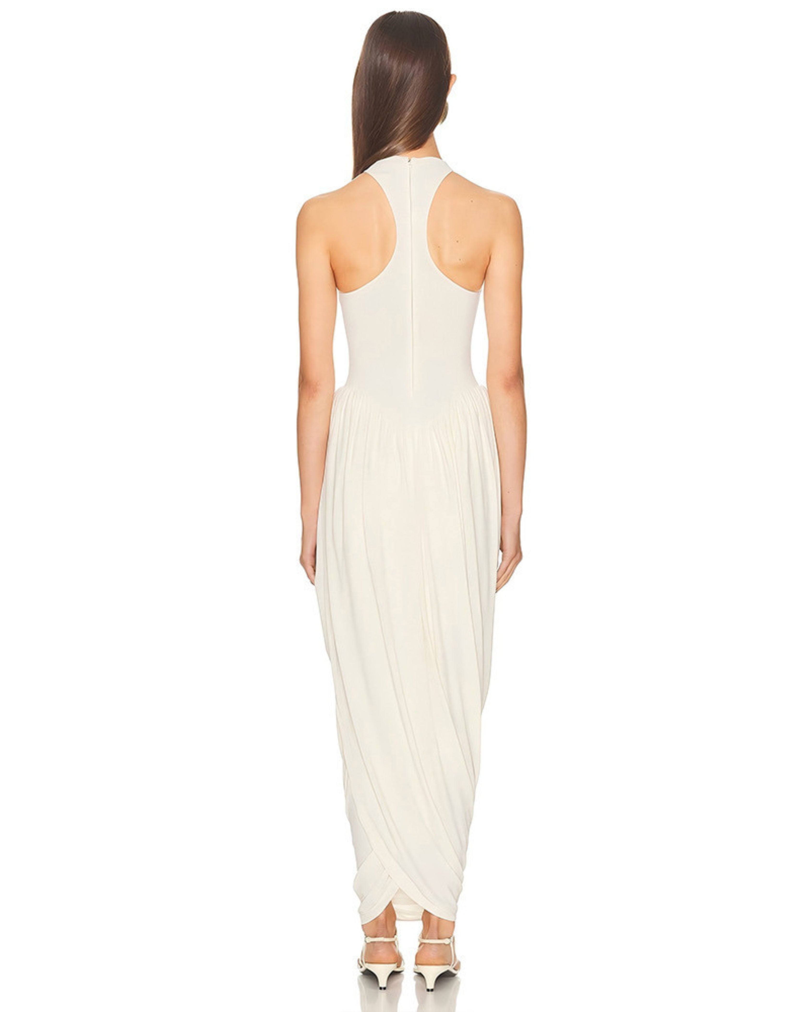 Ivory Draped Column Gown