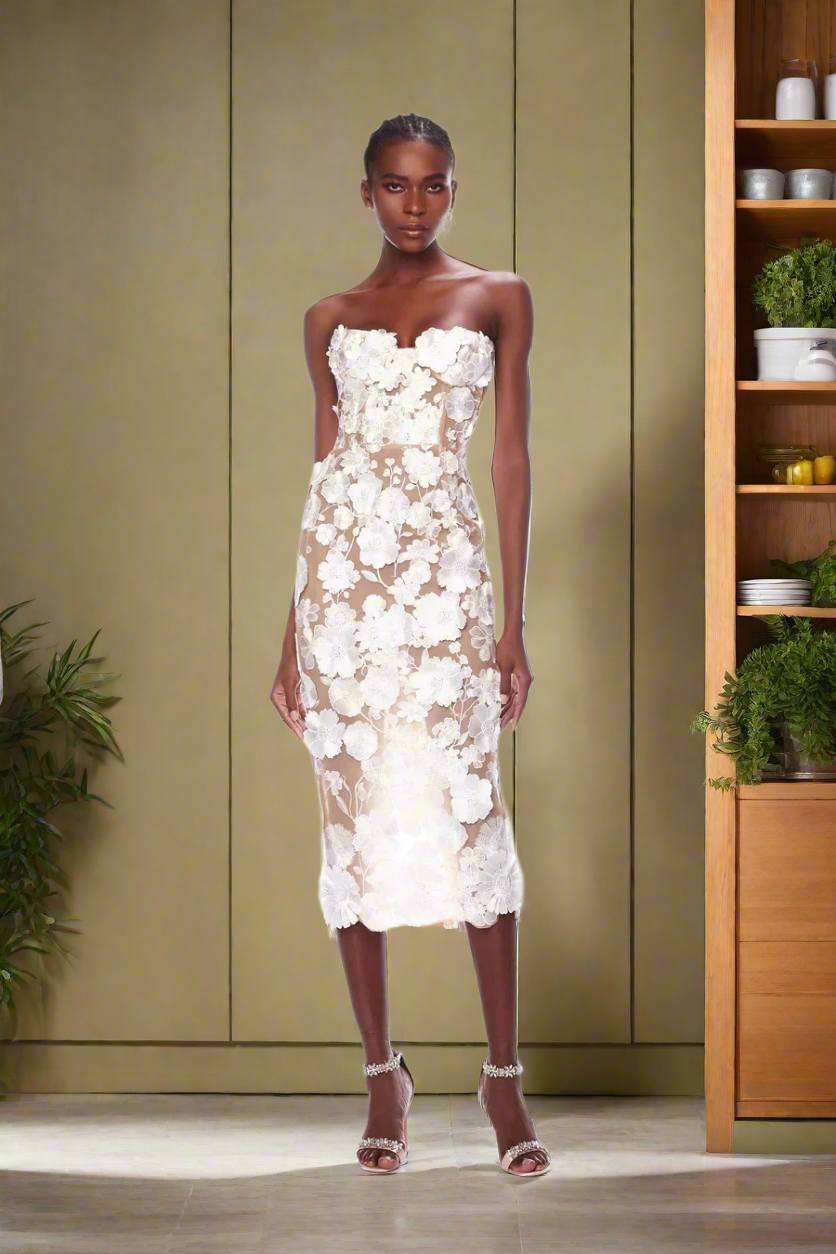 Petal Whisper Strapless Dress