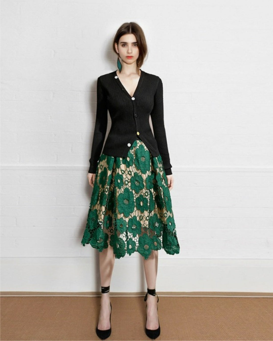 Moonlit Garden Lace Midi SKIRT