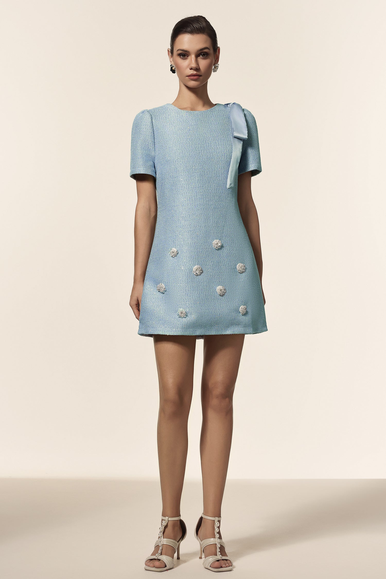 Celestial Blue Textured Mini Dress