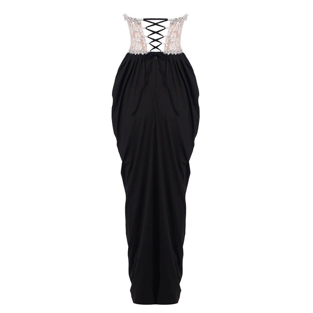 Crystal Lace Corset Maxi Dress
