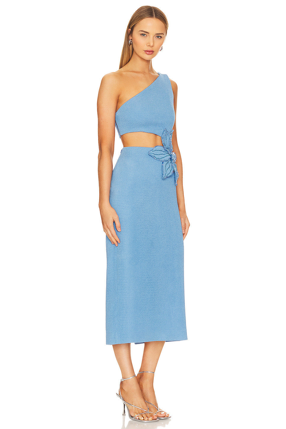 Azure Bloom Midi Dress