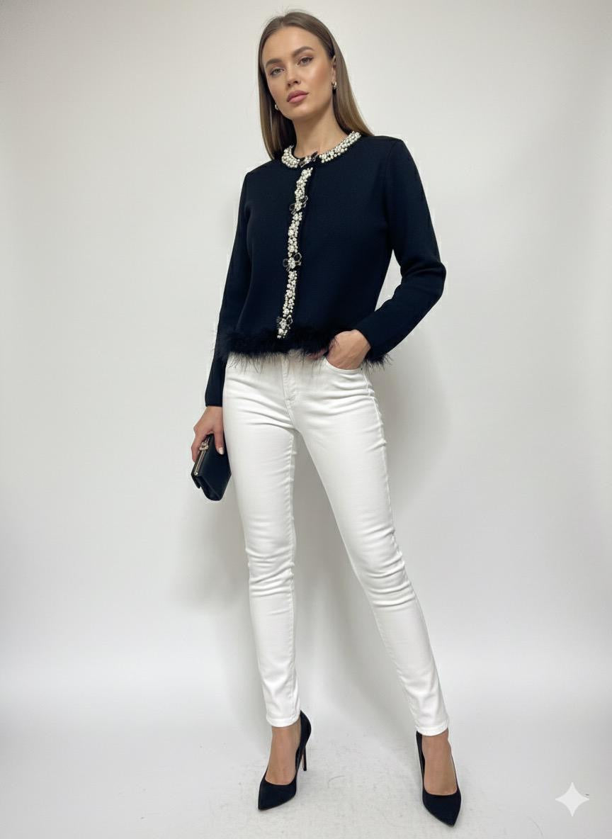 Frost Charm Feather-Trim Jacket