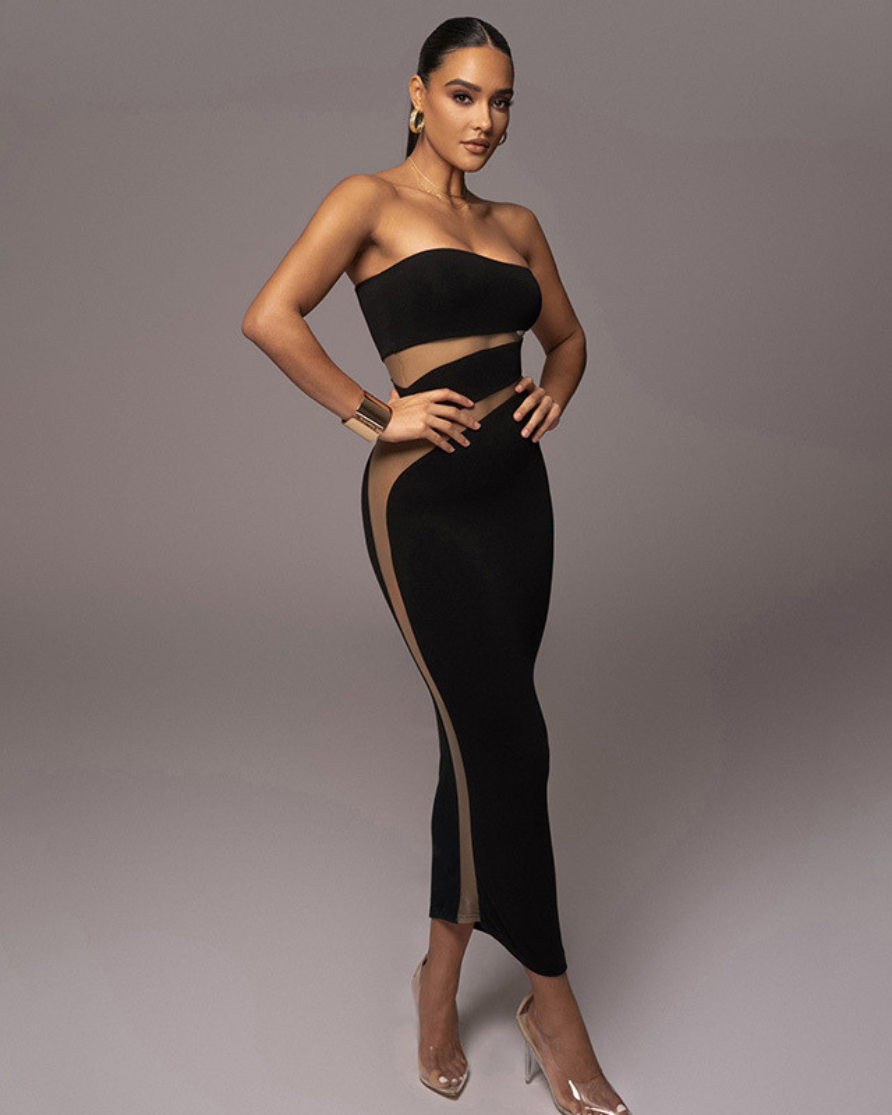 Midnight Cut-Curve Strapless Bodycon Dress