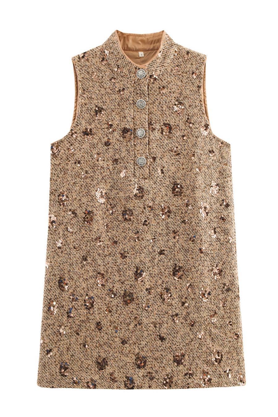 Camel Tweed Sleeveless Dress