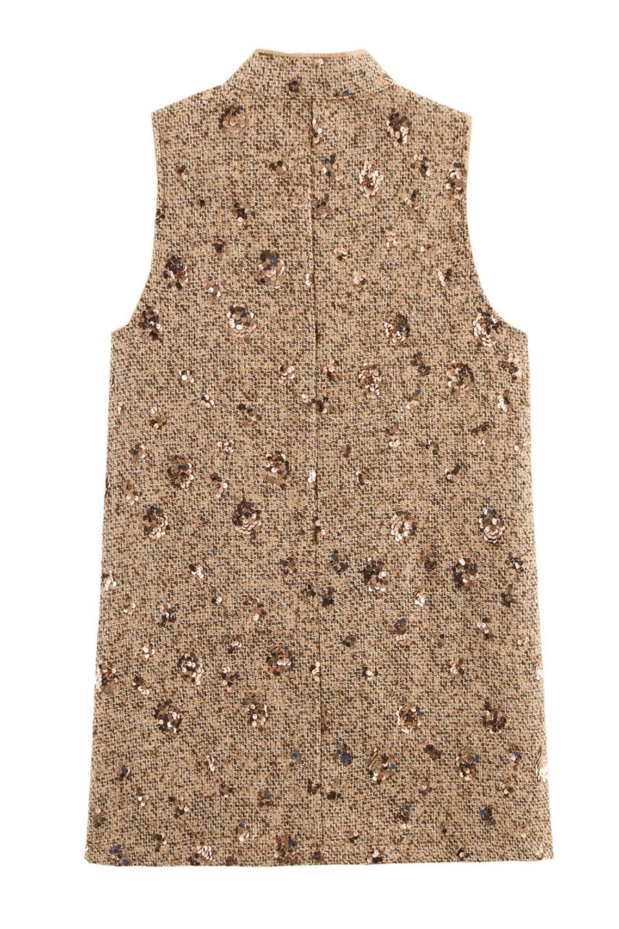 Camel Tweed Sleeveless Dress