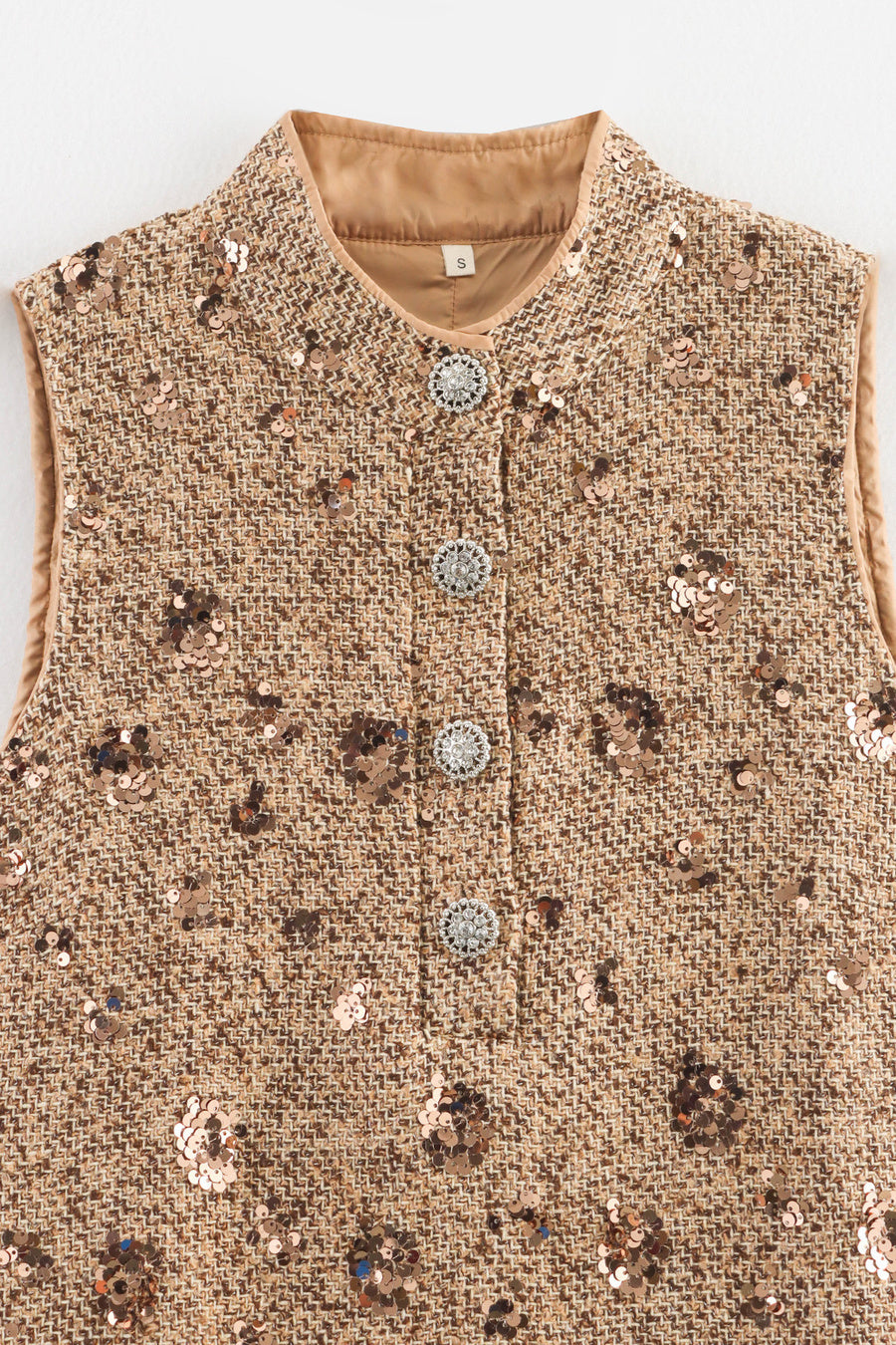 Camel Tweed Sleeveless Dress
