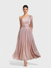 Blush Athena One-Shoulder Gown