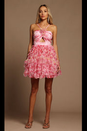 Pink Floral Mini Dress