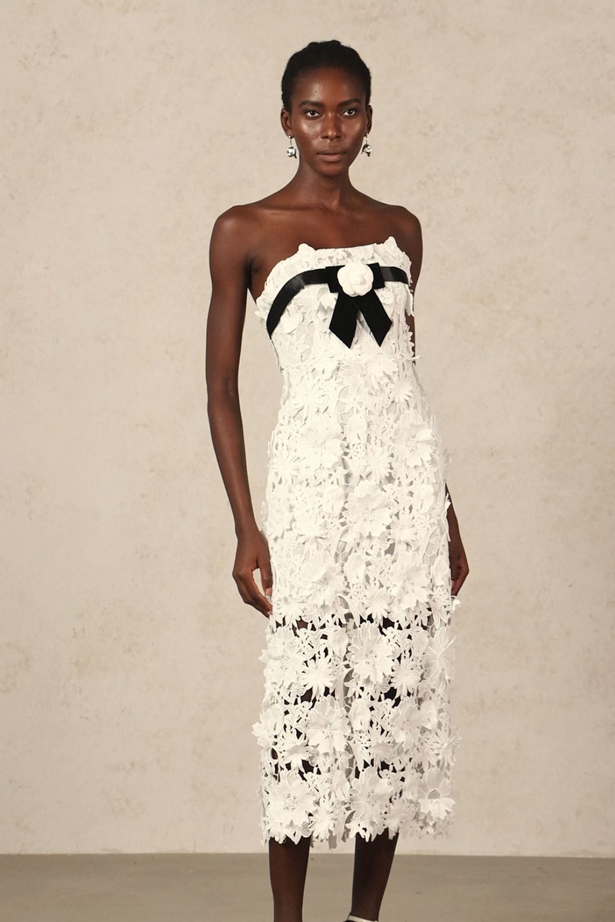 White Strapless Midi Dress