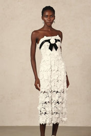White Strapless Midi Dress